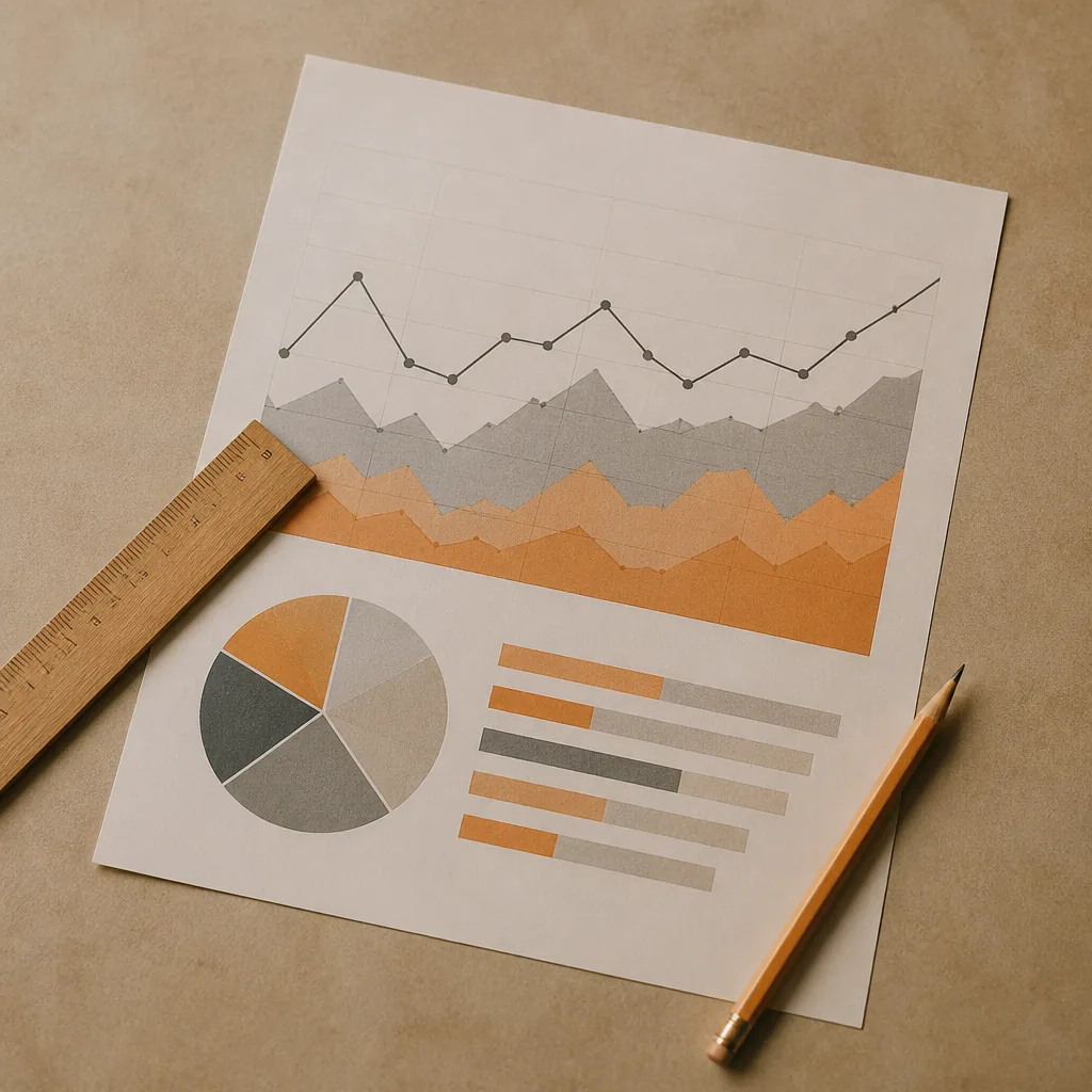 Paper market chart with a ruler